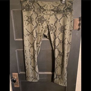 Olive green snakeskin Lululemon Capri leggings